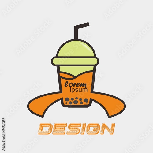 Logo design template, with a drink cup suitable for a beverage shop logo