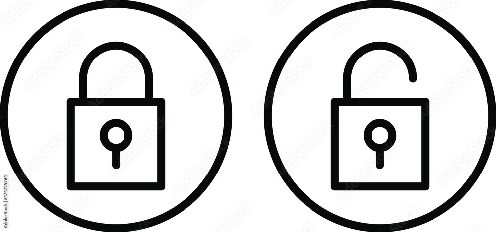 Lock outline icon vector closed lock open lock vector image Isolated on white background. Lock outline icon vector closed lock open lock vector image Isolated on white background.