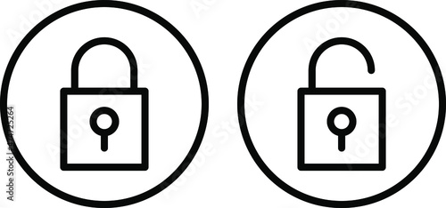 Lock outline icon vector closed lock open lock vector image Isolated on white background.