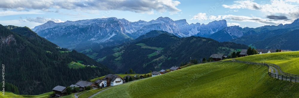 The mountains and woods of Val Badia, seen from the village of 