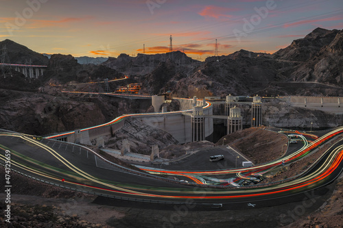 Photography Hoover Dam and traffic