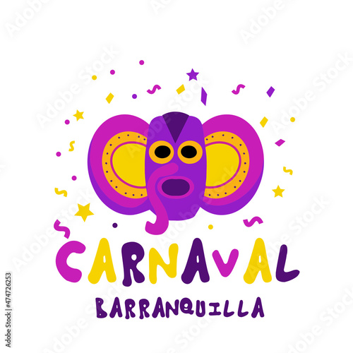 Barranquilla Carnival Poster. Carnival party masquerade template for your design. Vector illustration