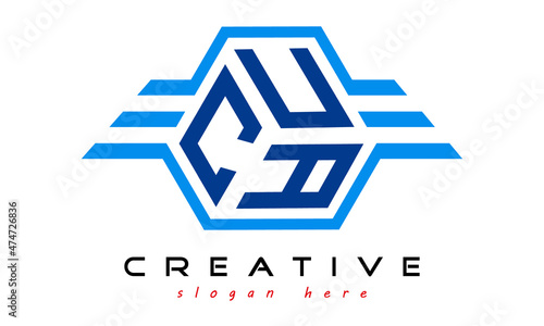 emblem badge with wings CUA letter logo design vector, business logo, icon shape logo, stylish logo template