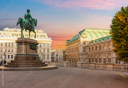 Photography Albertinaplatz square and Vienna State Opera house, Austria