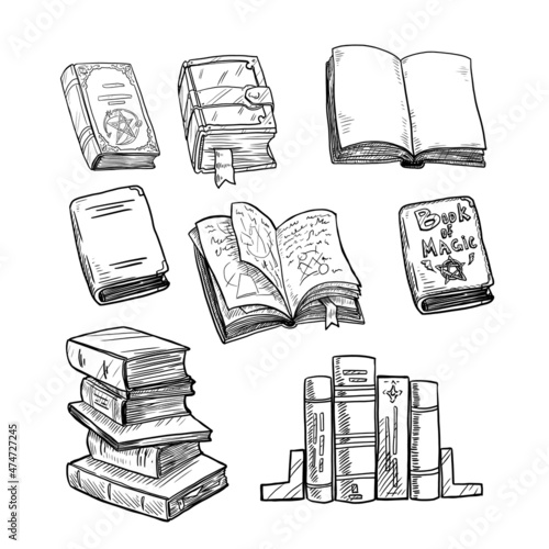 Set of  books isolated on white background vector illustration