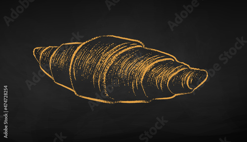 Chalk drawn vector illustration of Croissant
