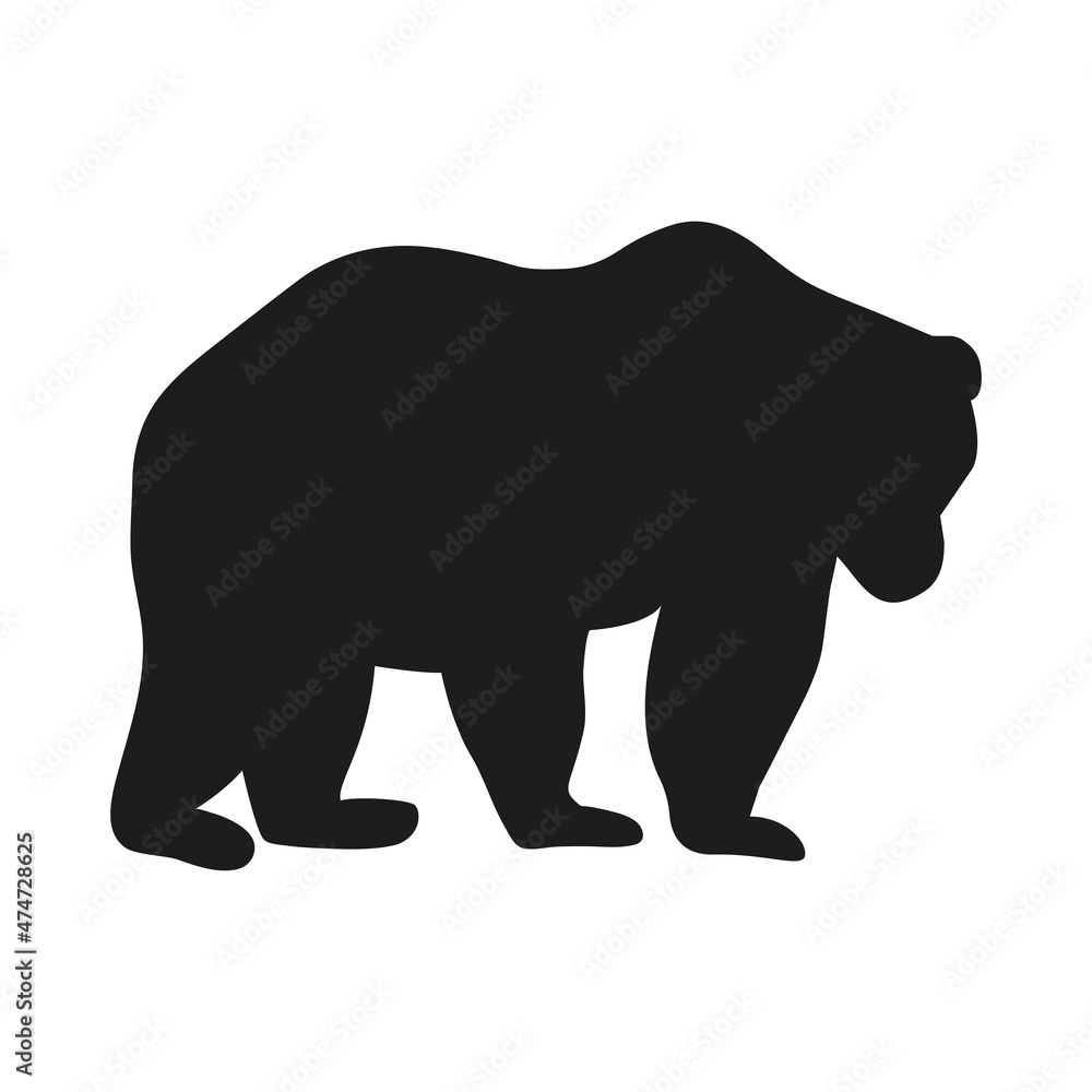 Vector illustration logo bear silhouette. Minimal style.