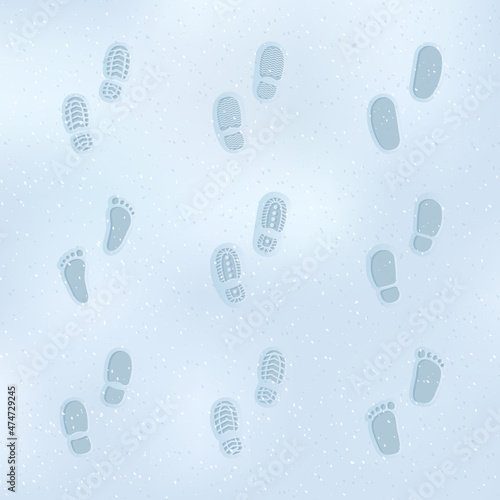 Human footprints in the snow