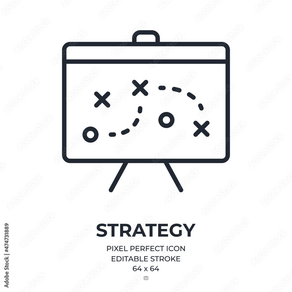 Strategy editable stroke outline icon isolated on white background flat vector illustration. Pixel perfect. 64 x 64. Strategy editable stroke outline icon isolated on white background flat vector illustration. Pixel perfect. 64 x 64.