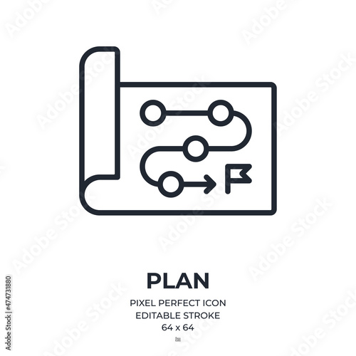 Plan editable stroke outline icon isolated on white background flat vector illustration. Pixel perfect. 64 x 64.