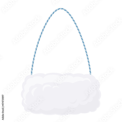 Fluffy white handwarmer fur muff flat icon