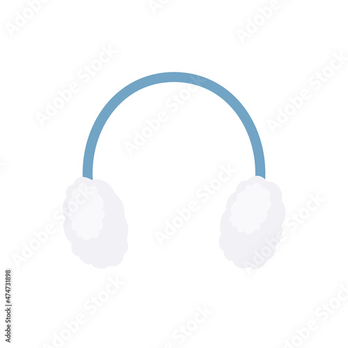 Fluffy white fur earmuffs icon flat design