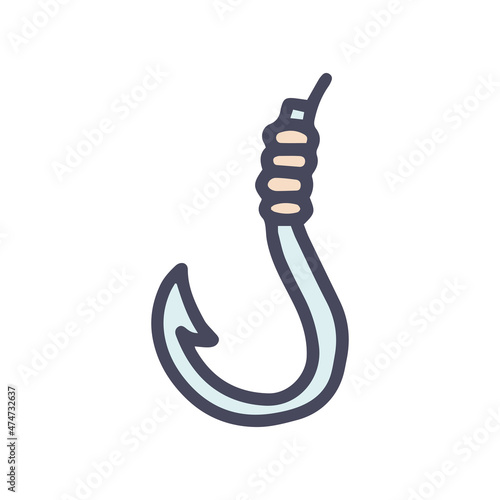 fish hook color vector doodle simple icon