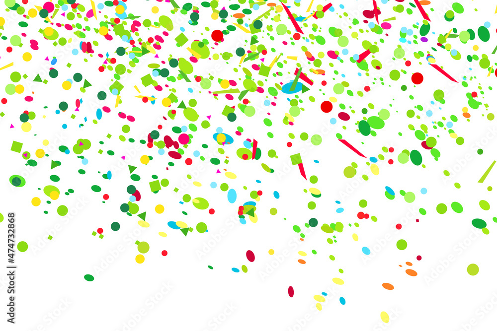 Confetti. Bright explosion. Texture with random geometric elements on isolated white. Abstract background. Pattern for design. Print for polygraphy, banners, t-shirts and textiles. Greeting cards Confetti. Bright explosion. Texture with random geometric elements on isolated white. Abstract background. Pattern for design. Print for polygraphy, banners, t-shirts and textiles. Greeting cards
