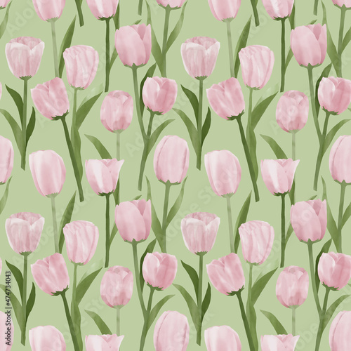 digital pattern design with tulip flowers