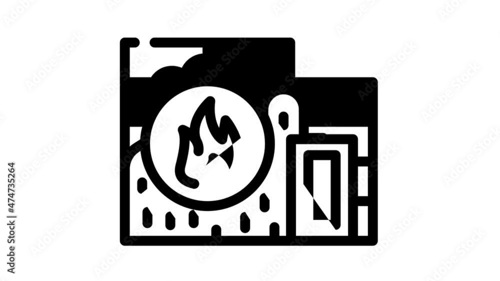 flame proof building material animated line icon flame proof building material sign. isolated on white background flame proof building material animated line icon flame proof building material sign. isolated on white background
