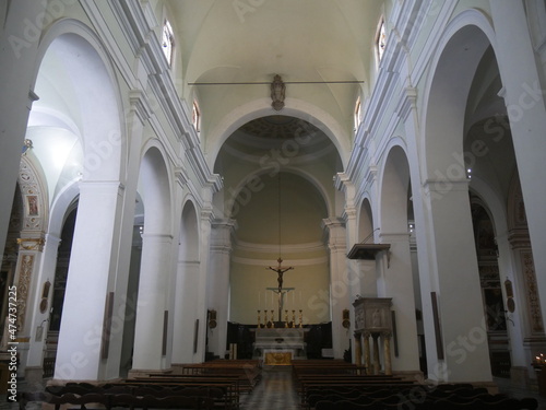 interior of the Cathedral of Colle di Val d'Elsa which houses a crucifix by Giambologna on the altar