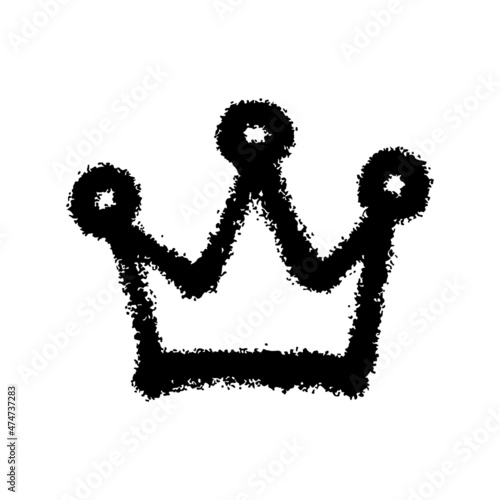 Crown icon. Black ink outline linear sketch drawing. Front view. Vector simple flat graphic hand drawn illustration. The isolated object on a white background. Isolate.