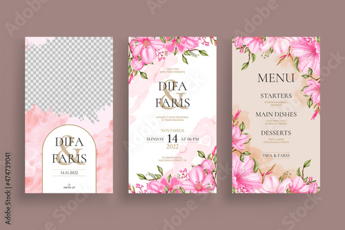 Cherry blossom wedding instagram stories template
