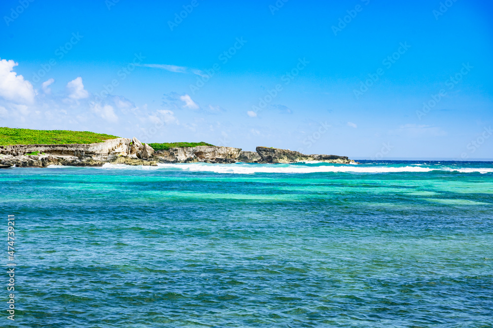 Fototapeta premium uninhabited island in the caribbean and atlantic ocean on the border