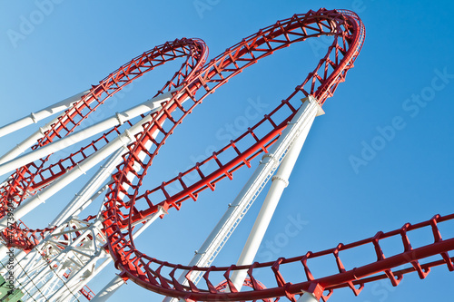 Fototapeta Naklejka Na Ścianę i Meble -  The scaring loops of a roller coaster.