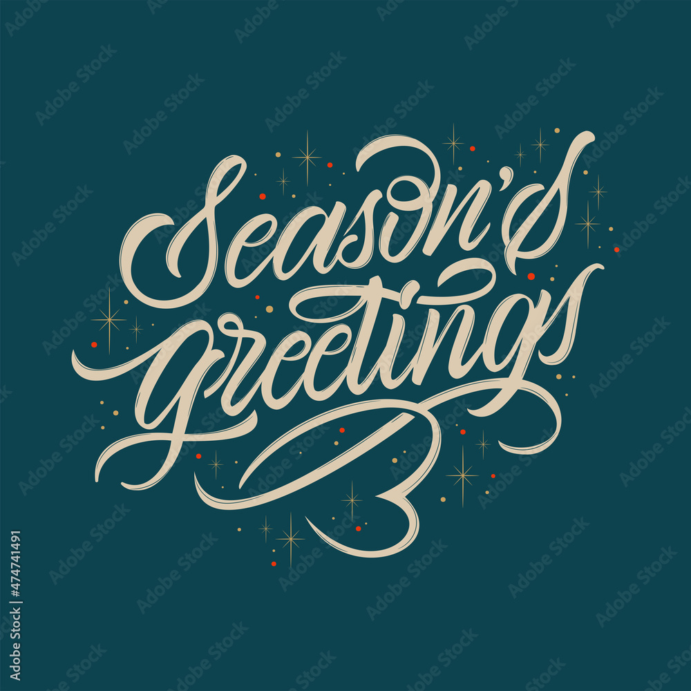 Season's greetings vector text for the Christmas holiday. Design poster, greeting card, party invitation. Vector illustration.