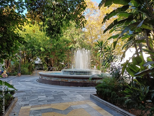 Marbella, Malaga, December 13, 2021 Alameda Park fountain next to the old town of Marbella