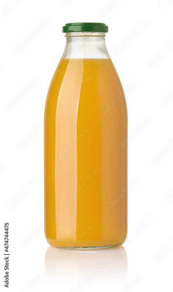 Glass bottle of mango juice Glass bottle of mango juice