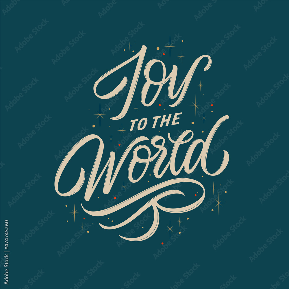 Joy to the World vector text for the Christmas holiday. Design poster, greeting card, party invitation. Vector illustration.