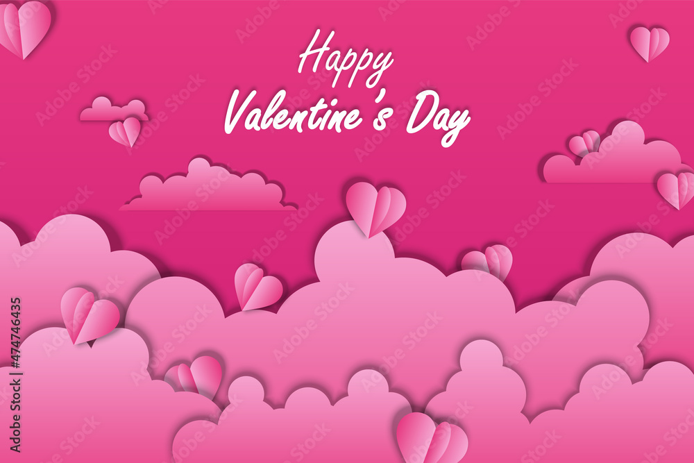 Valentine s day background with paper style. Vector illustration.