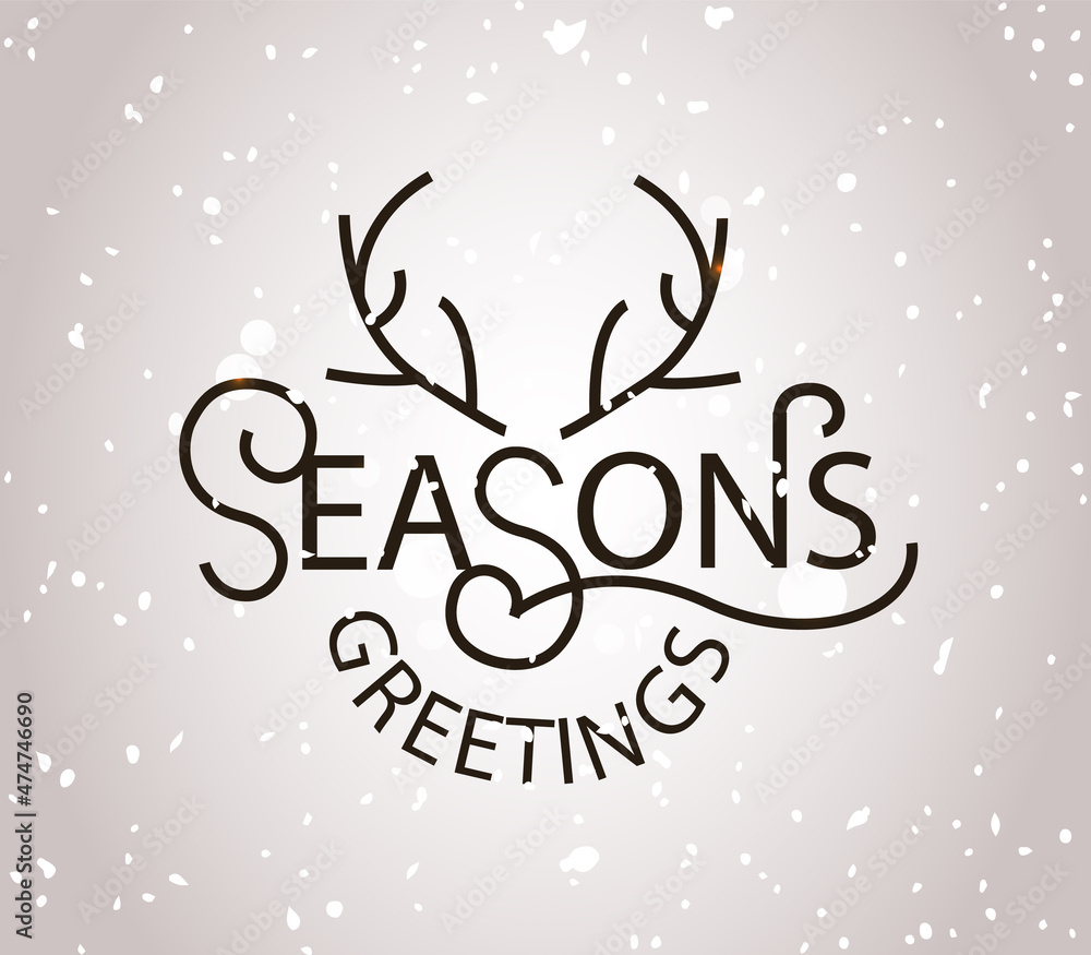 Seasons Greetings hand sketched card, badge, icon typography. Lettering Seasons Greetings for Christmas, New Year greeting card, invitation template, banner, poster. Vector EPS10