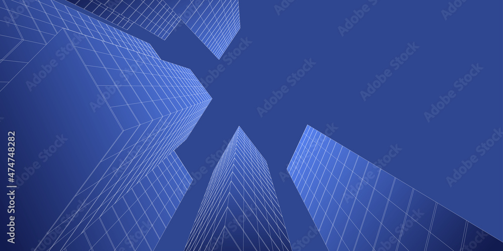 Abstract architecture background. Linear 3D illustration. Building construction perspective Abstract architecture background. Linear 3D illustration. Building construction perspective