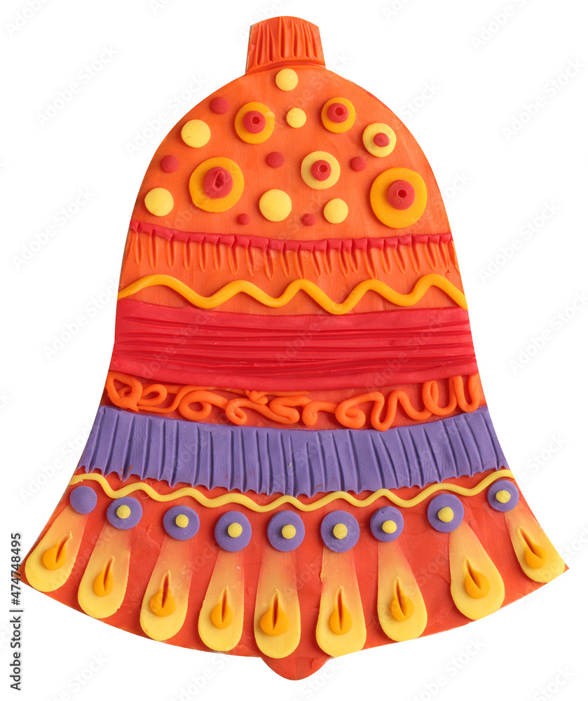 toy, bell, on the New Year tree, Christmas, from plasticine, on a white background toy, bell, on the New Year tree, Christmas, from plasticine, on a white background