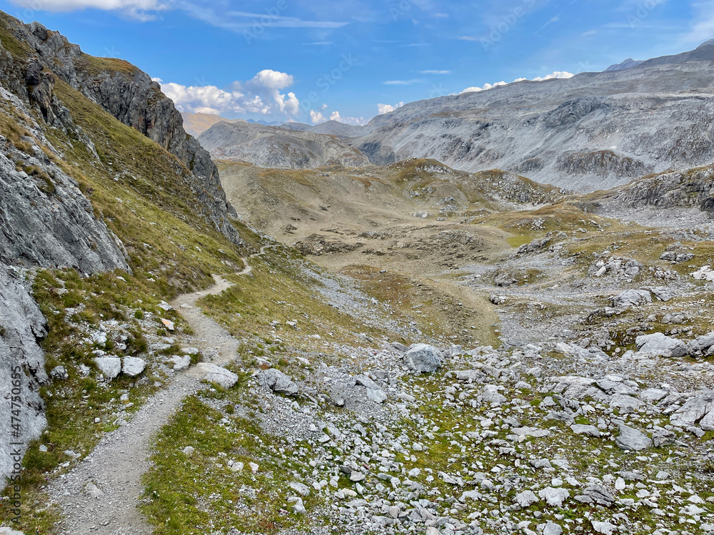Hiking path in Lais da Rims, Grisons, Switzerland. Hiking path in Lais da Rims, Grisons, Switzerland.