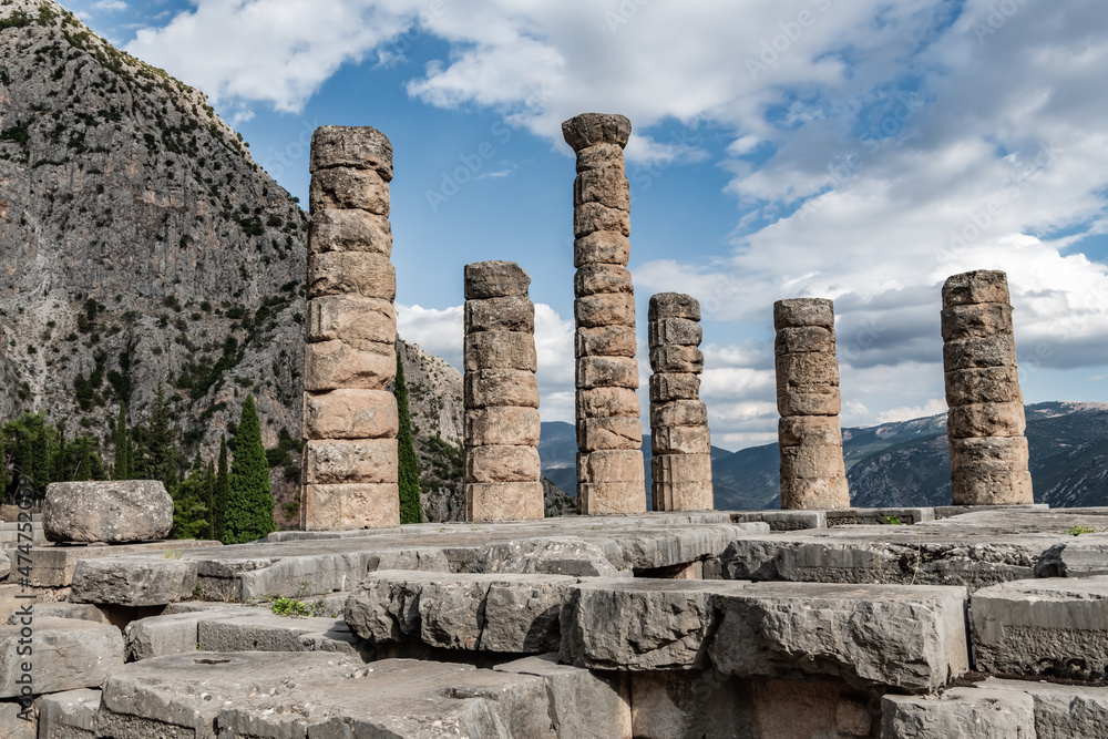 Ancient columns of the mountain temple