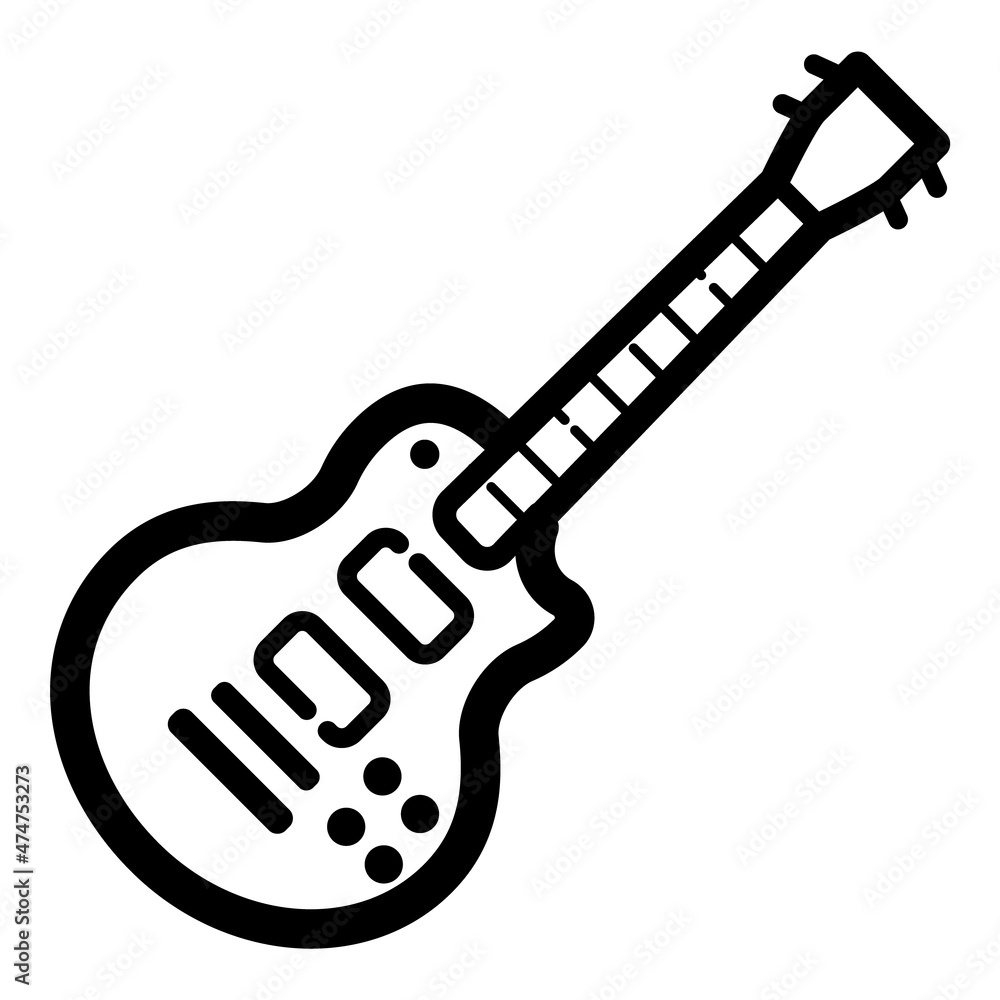 Electric Guitar Flat Icon Isolated On White Background Electric Guitar Flat Icon Isolated On White Background