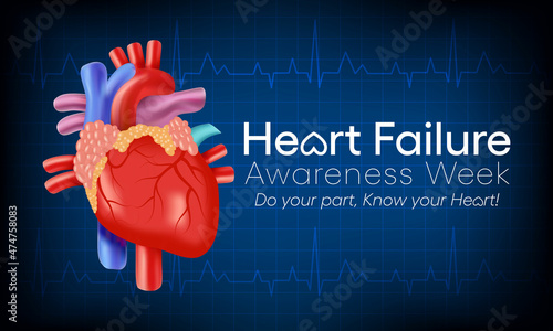 Heart Failure awareness week is observed every year in February,  Vector illustration