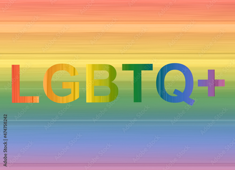 LGBTQ plus acronym on colorful rainbow background. Stock-Illustration |  Adobe Stock