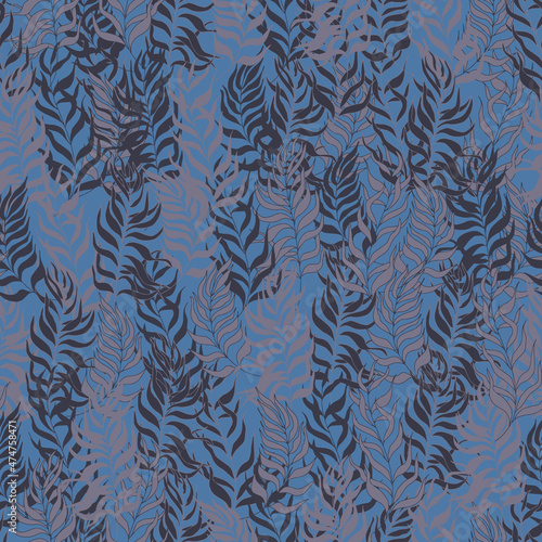 seamless pattern palm tree leaves on background. For textiles, packaging, fabrics, wallpapers, backgrounds, invitations. Summer tropics