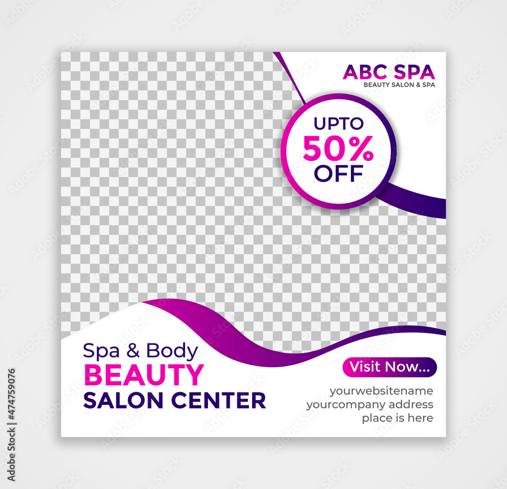 Beauty care beauty salon social media post design. Beauty fashion social media pot template