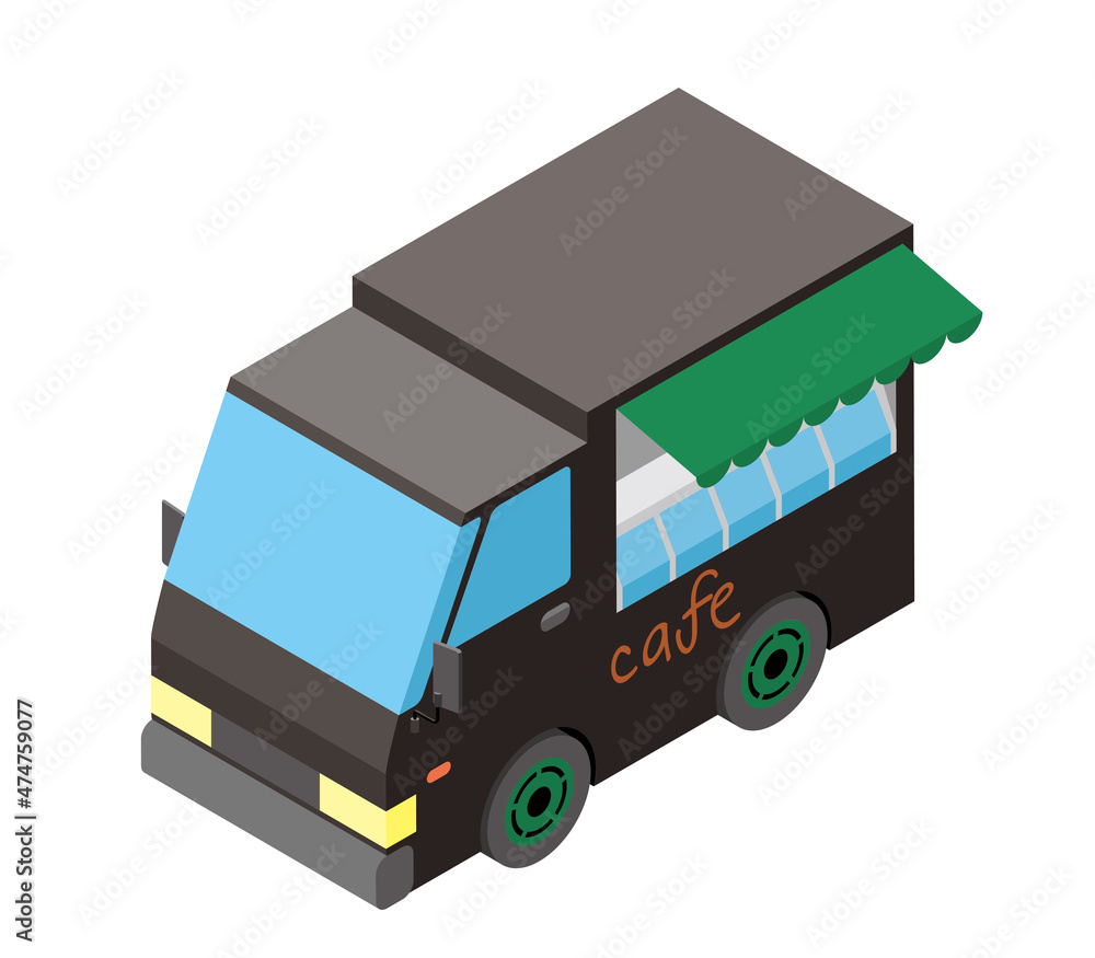 移動販売車 キッチンカー 働く車 働く自動車のアイソメトリックス デフォルメイラスト Stock ベクター Adobe Stock