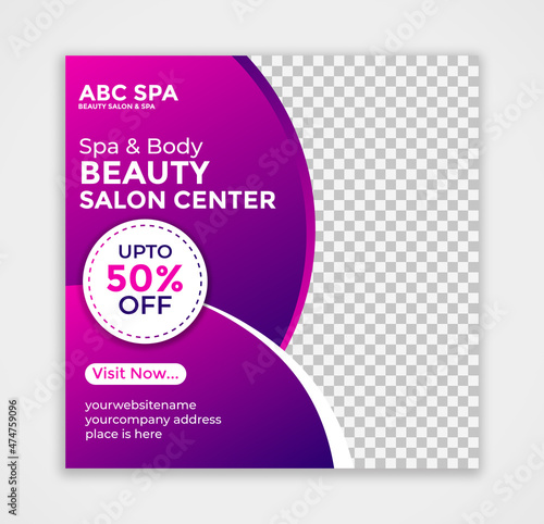 Beauty Spa Salon Makeup Social media Post Banner Square Flyer Template Design