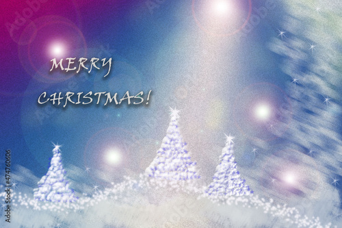 Christmas card.Blue holiday card.Merry winter holidays.