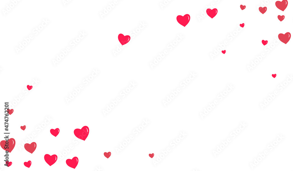 Pink Hearts Vector White Backgound. Falling