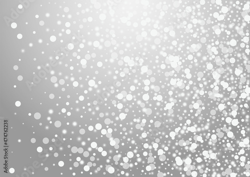 Grey Snowflake Vector Grey Background. White Xmas