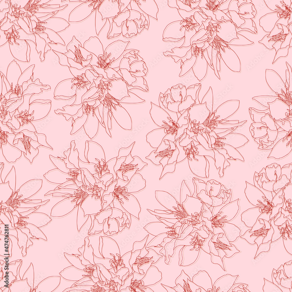vector seamless pattern flowers with leaves. Botanical illustration for wallpaper, textile, fabric, clothing, paper, postcards vector seamless pattern flowers with leaves. Botanical illustration for wallpaper, textile, fabric, clothing, paper, postcards
