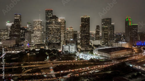 Houston Downtown Skyline from the air photo