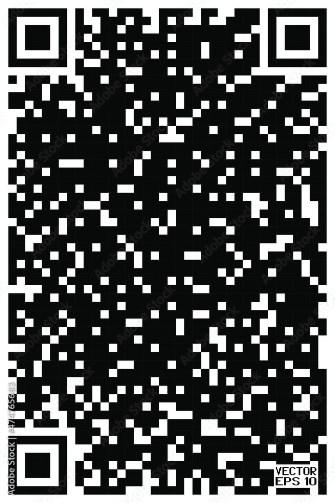Fototapeta premium Technology of Electronic QR Code. Abstract Black and White Pattern with Squares. Checkered Spiral and Chessboard Icon. Vector Illustration
