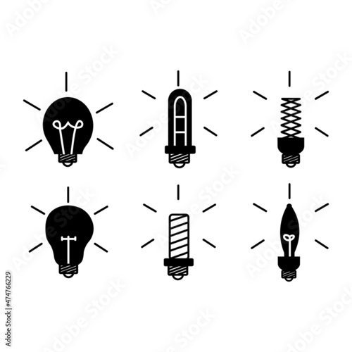 Canvastavla Simple Set of Light Bulb Related Vector Line Icons, Classic Lamp.