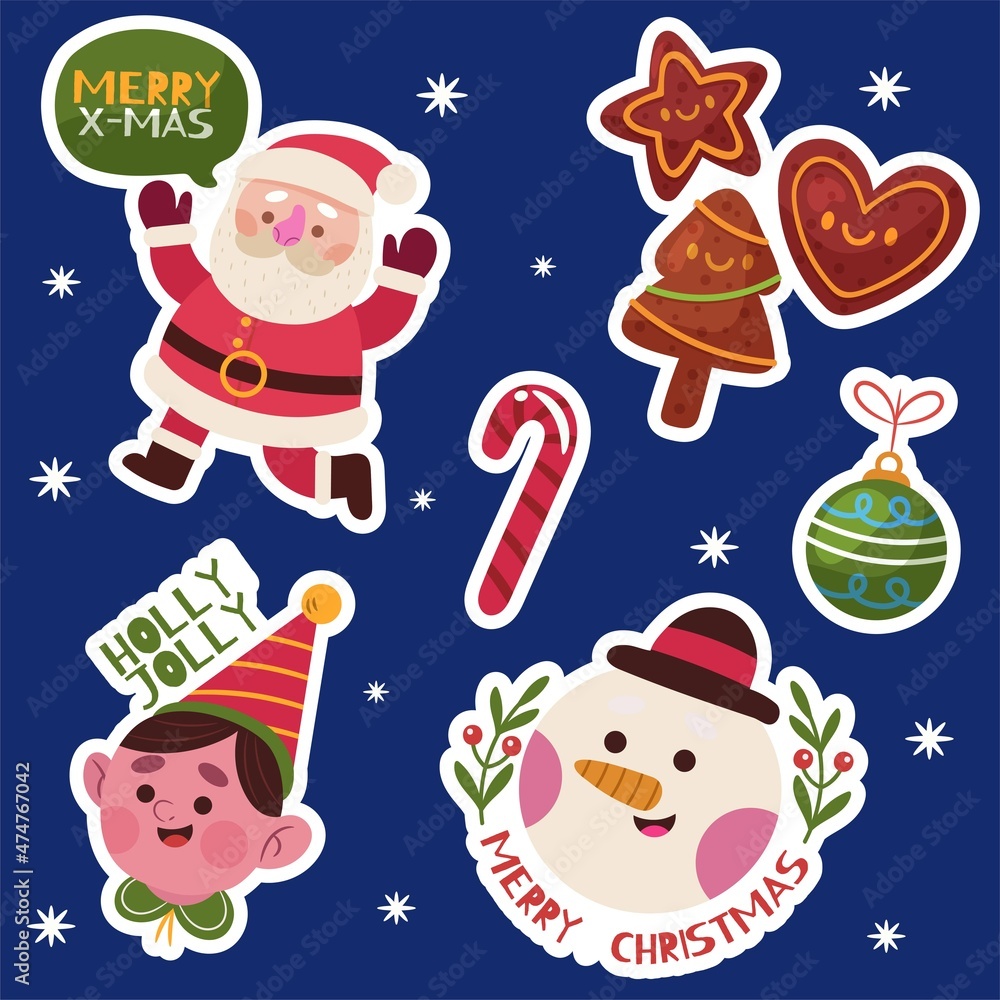 flat colorful christmas collection vector design illustration